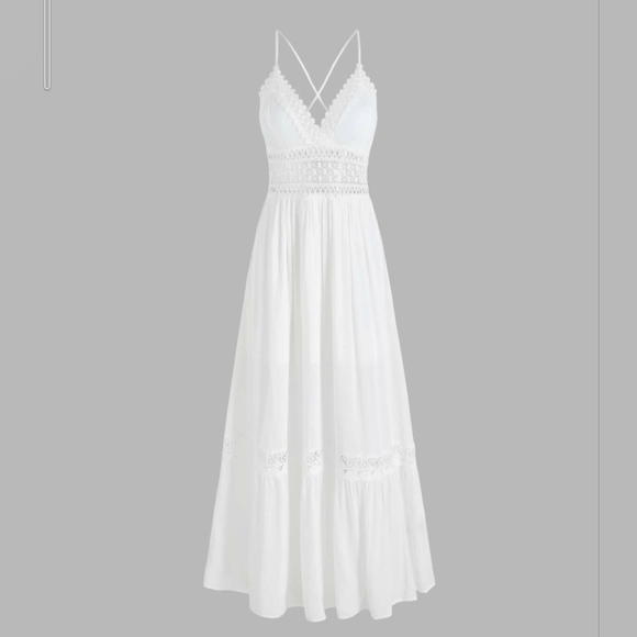 Lavande-11 Dresses & Skirts - NWT White Cotton LAVANDE-11 Eyelet Lace Adjustable Maxi Sun Dress S / M, 4 / 6